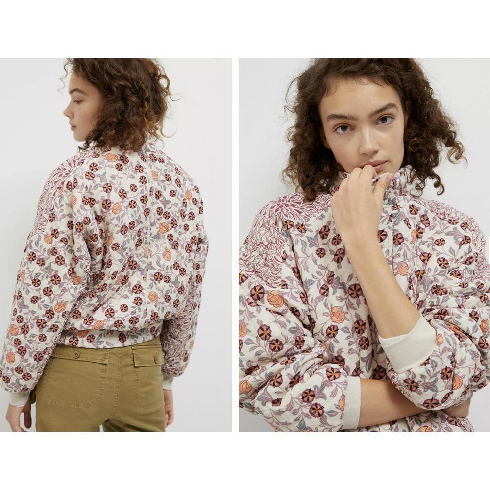 Anthropologie Saturday Sunday Boho Pink Bomber Jacket sz Large